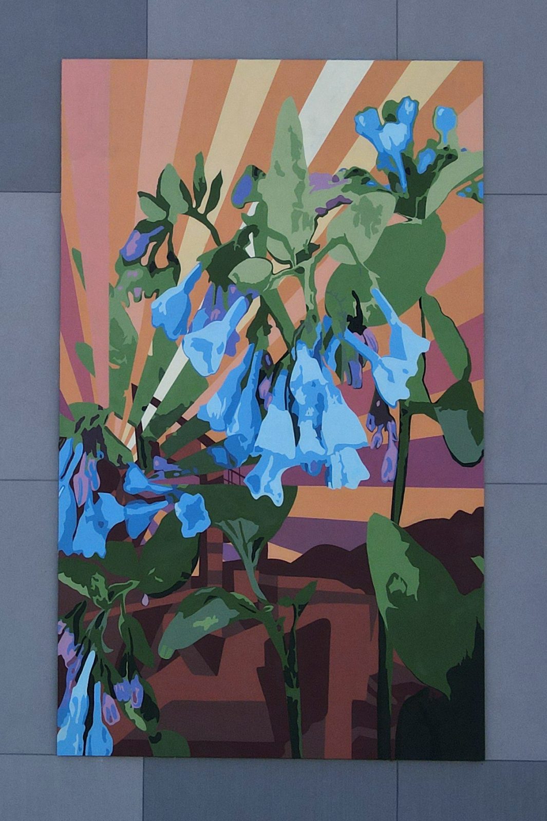 A wall adorned with blue flowers in a painting, located in Cincinnati, OH